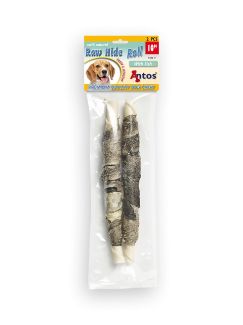 Raw Hide White + Fish Roll 10" 2 pcs