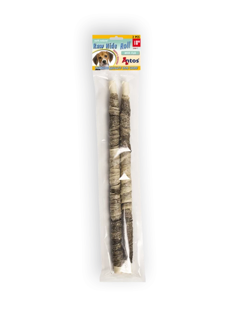 Raw Hide White + Fish Roll 18" 2 pcs
