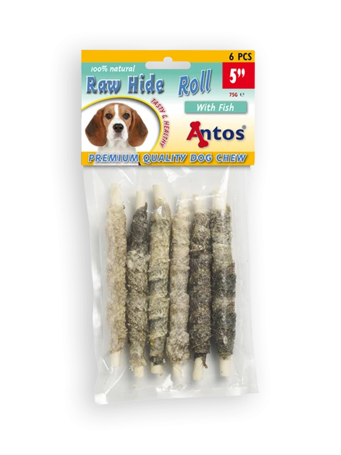Raw Hide White + Fish Roll 5" 6 pcs