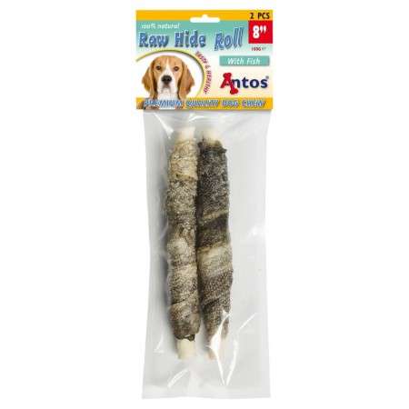 Raw Hide White + Fish Roll 8" 2 pcs